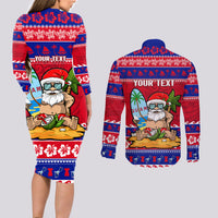 Custom Guam Christmas Couples Matching Long Sleeve Bodycon Dress and Long Sleeve Button Shirt Guaman Santas Felis Pasgua - Wonder Print Shop