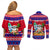 Custom Guam Christmas Couples Matching Off Shoulder Short Dress and Long Sleeve Button Shirt Guaman Santas Felis Pasgua - Wonder Print Shop