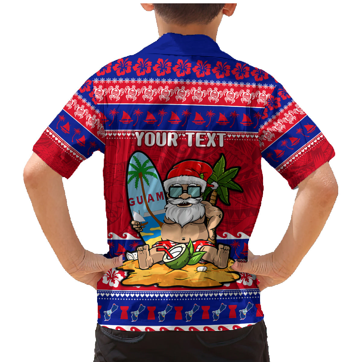 Custom Guam Christmas Family Matching Mermaid Dress and Hawaiian Shirt Guaman Santas Felis Pasgua - Wonder Print Shop