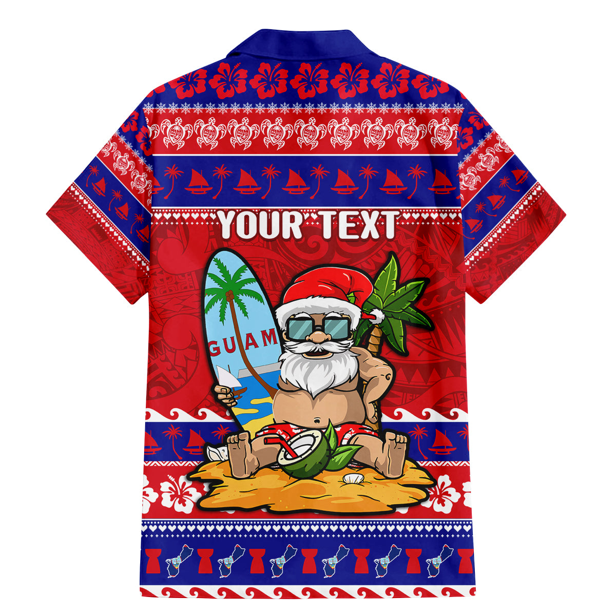 Custom Guam Christmas Family Matching Mermaid Dress and Hawaiian Shirt Guaman Santas Felis Pasgua - Wonder Print Shop