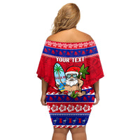 Custom Guam Christmas Family Matching Off Shoulder Short Dress and Hawaiian Shirt Guaman Santas Felis Pasgua - Wonder Print Shop