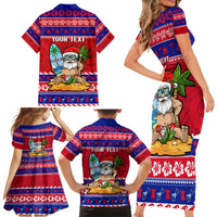 Custom Guam Christmas Family Matching Short Sleeve Bodycon Dress and Hawaiian Shirt Guaman Santas Felis Pasgua - Wonder Print Shop