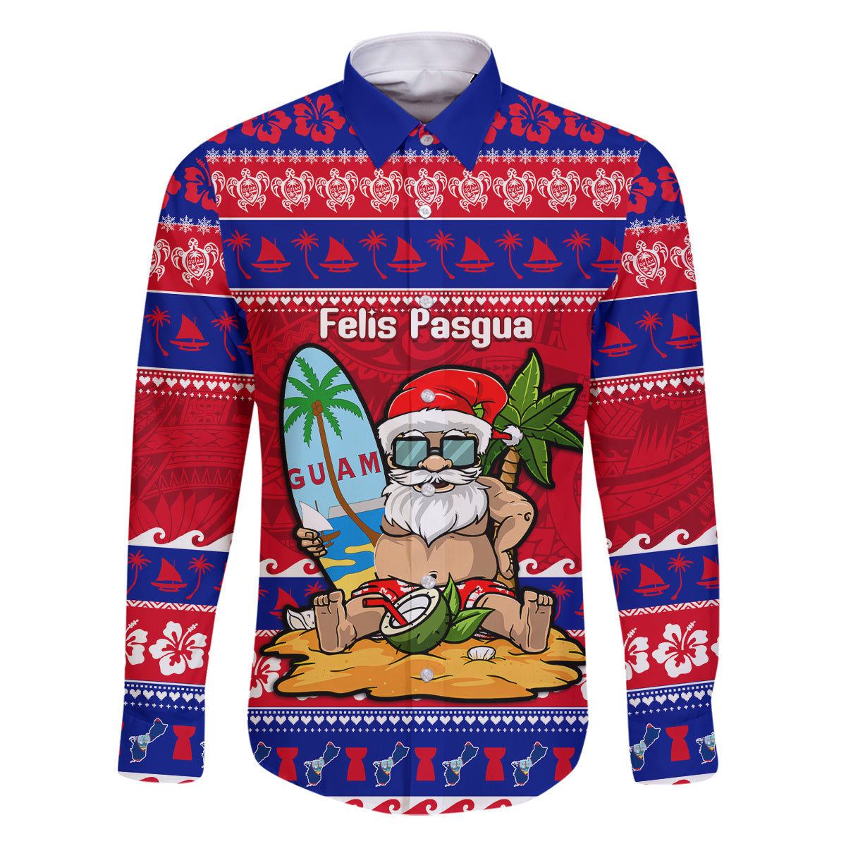Custom Guam Christmas Family Matching Tank Maxi Dress and Hawaiian Shirt Guaman Santas Felis Pasgua - Wonder Print Shop