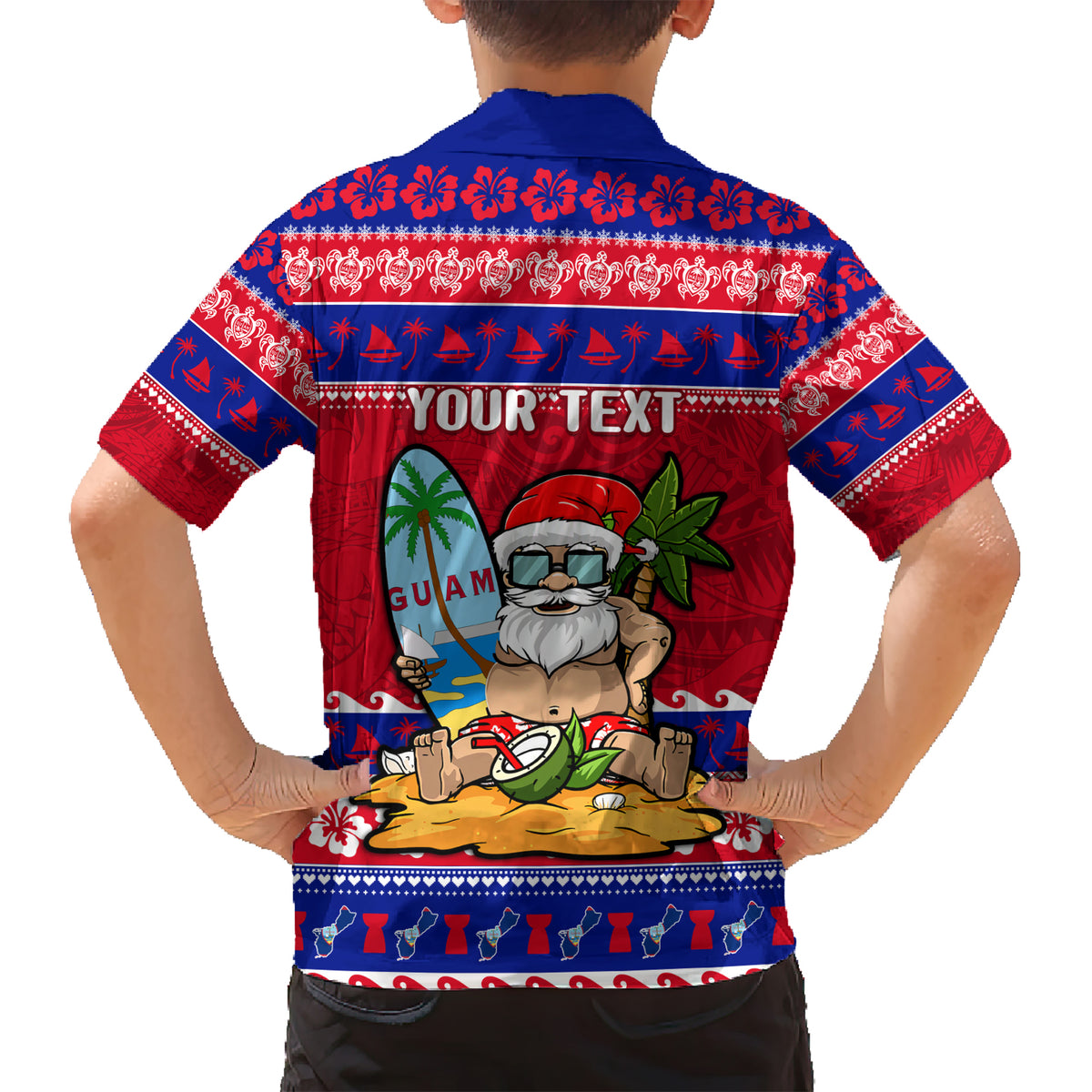 Custom Guam Christmas Kid Hawaiian Shirt Guaman Santas Felis Pasgua - Wonder Print Shop