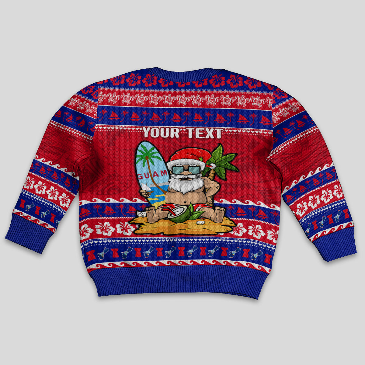Custom Guam Christmas Kid Ugly Christmas Sweater Guaman Santas Felis Pasgua - Wonder Print Shop