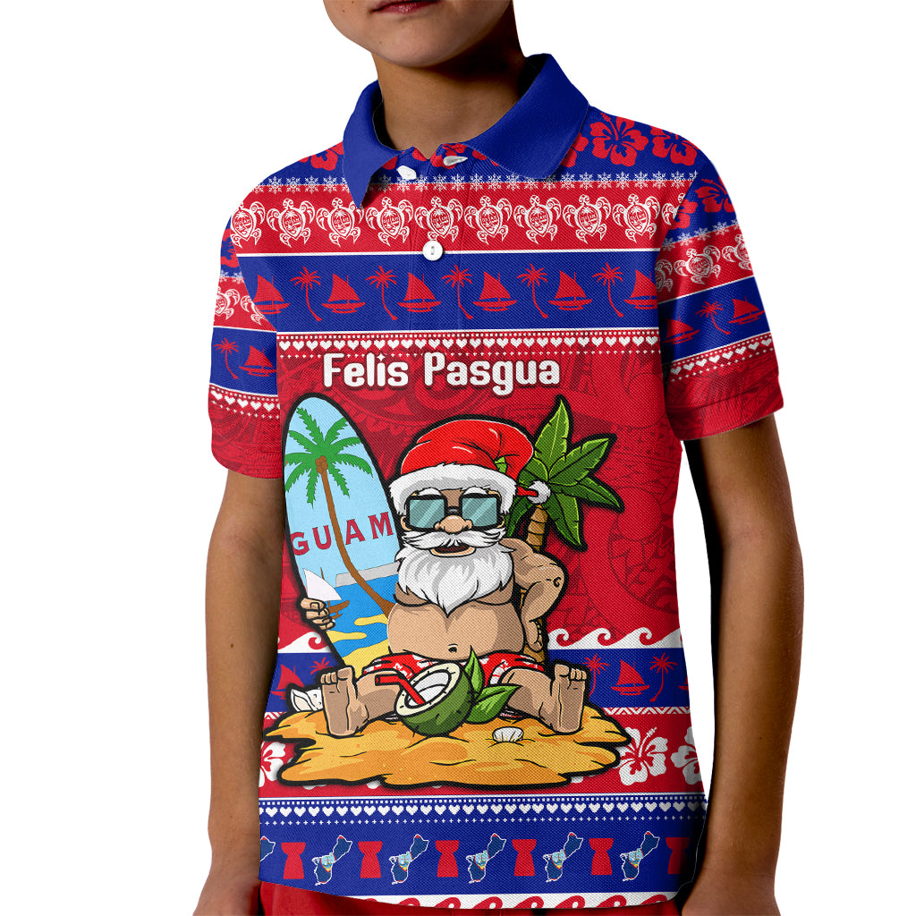 Custom Guam Christmas Kid Polo Shirt Guaman Santas Felis Pasgua - Wonder Print Shop