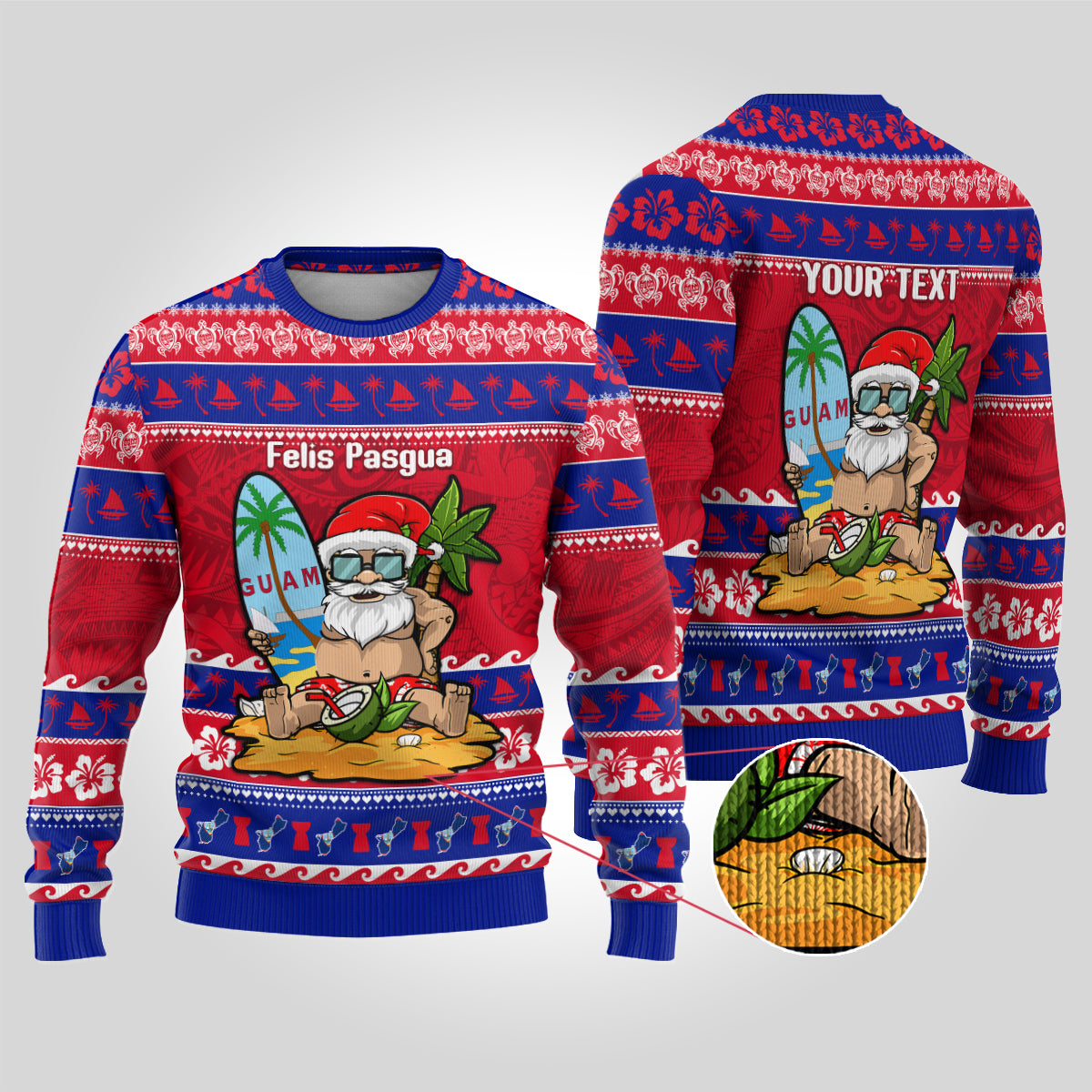 Custom Guam Christmas Ugly Christmas Sweater Guaman Santas Felis Pasgua - Wonder Print Shop