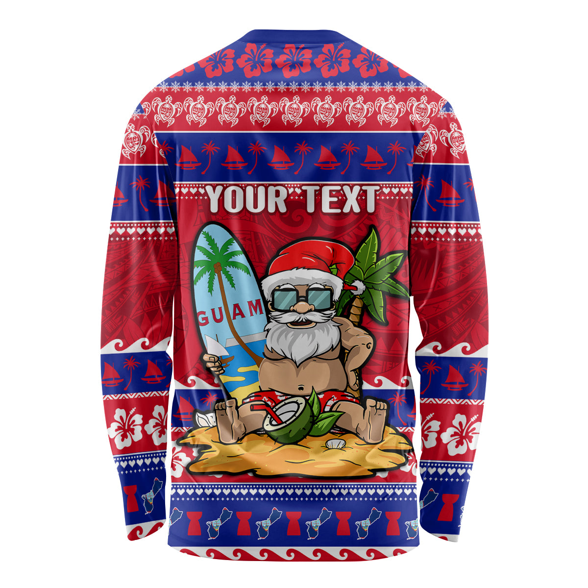 Custom Guam Christmas Long Sleeve Shirt Guaman Santas Felis Pasgua - Wonder Print Shop