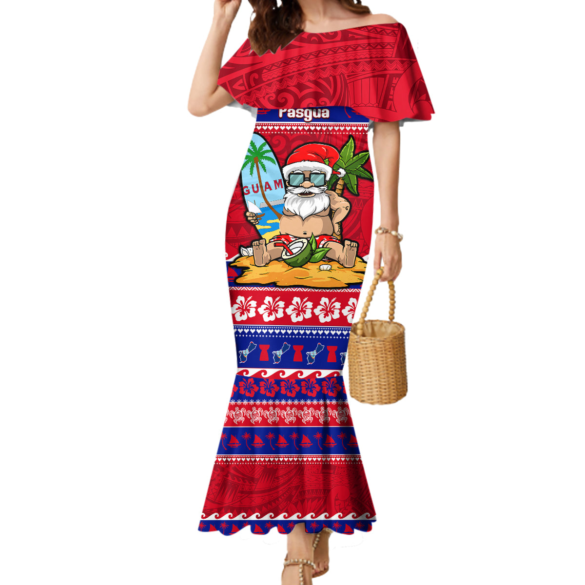 Custom Guam Christmas Mermaid Dress Guaman Santas Felis Pasgua - Wonder Print Shop