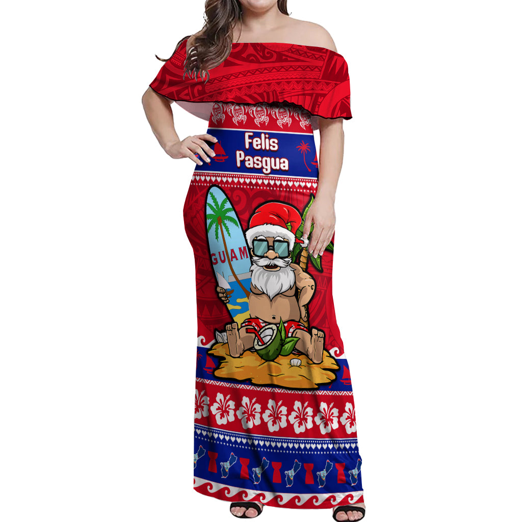 Custom Guam Christmas Off Shoulder Maxi Dress Guaman Santas Felis Pasgua - Wonder Print Shop