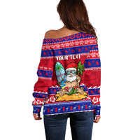 Custom Guam Christmas Off Shoulder Sweater Guaman Santas Felis Pasgua - Wonder Print Shop