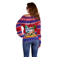 Custom Guam Christmas Off Shoulder Sweater Guaman Santas Felis Pasgua - Wonder Print Shop