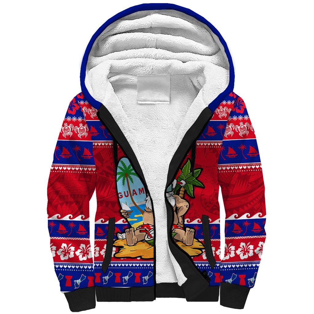 Custom Guam Christmas Sherpa Hoodie Guaman Santas Felis Pasgua - Wonder Print Shop