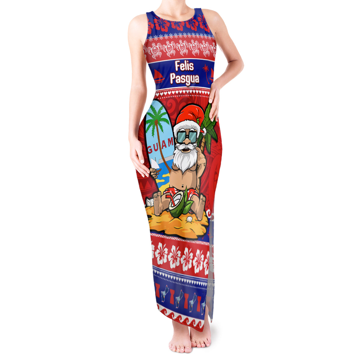 Custom Guam Christmas Tank Maxi Dress Guaman Santas Felis Pasgua - Wonder Print Shop