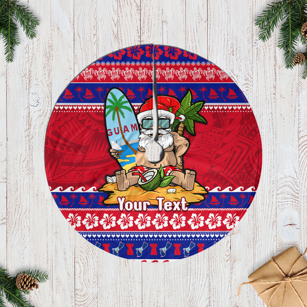 Personalised Guam Christmas Tree Skirt Guaman Santas Felis Pasgua - Wonder Print Shop