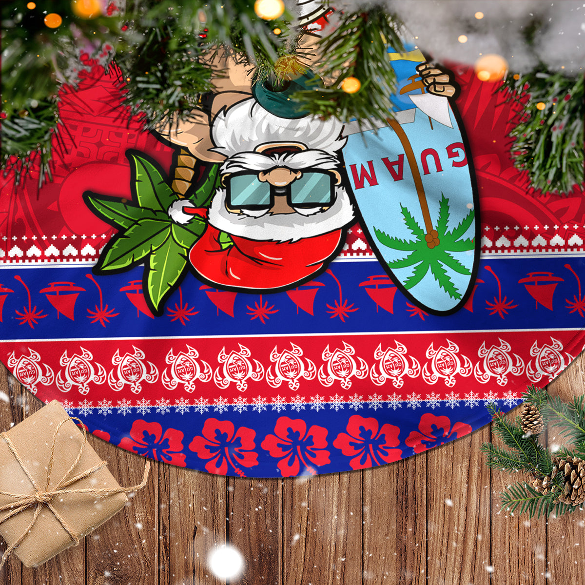 Personalised Guam Christmas Tree Skirt Guaman Santas Felis Pasgua - Wonder Print Shop