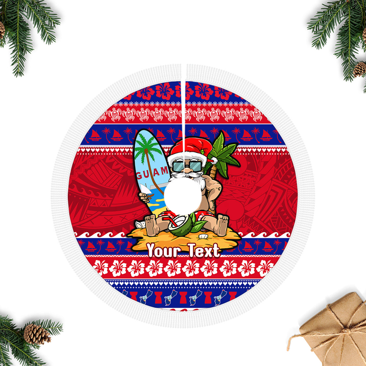 Personalised Guam Christmas Tree Skirt Guaman Santas Felis Pasgua - Wonder Print Shop