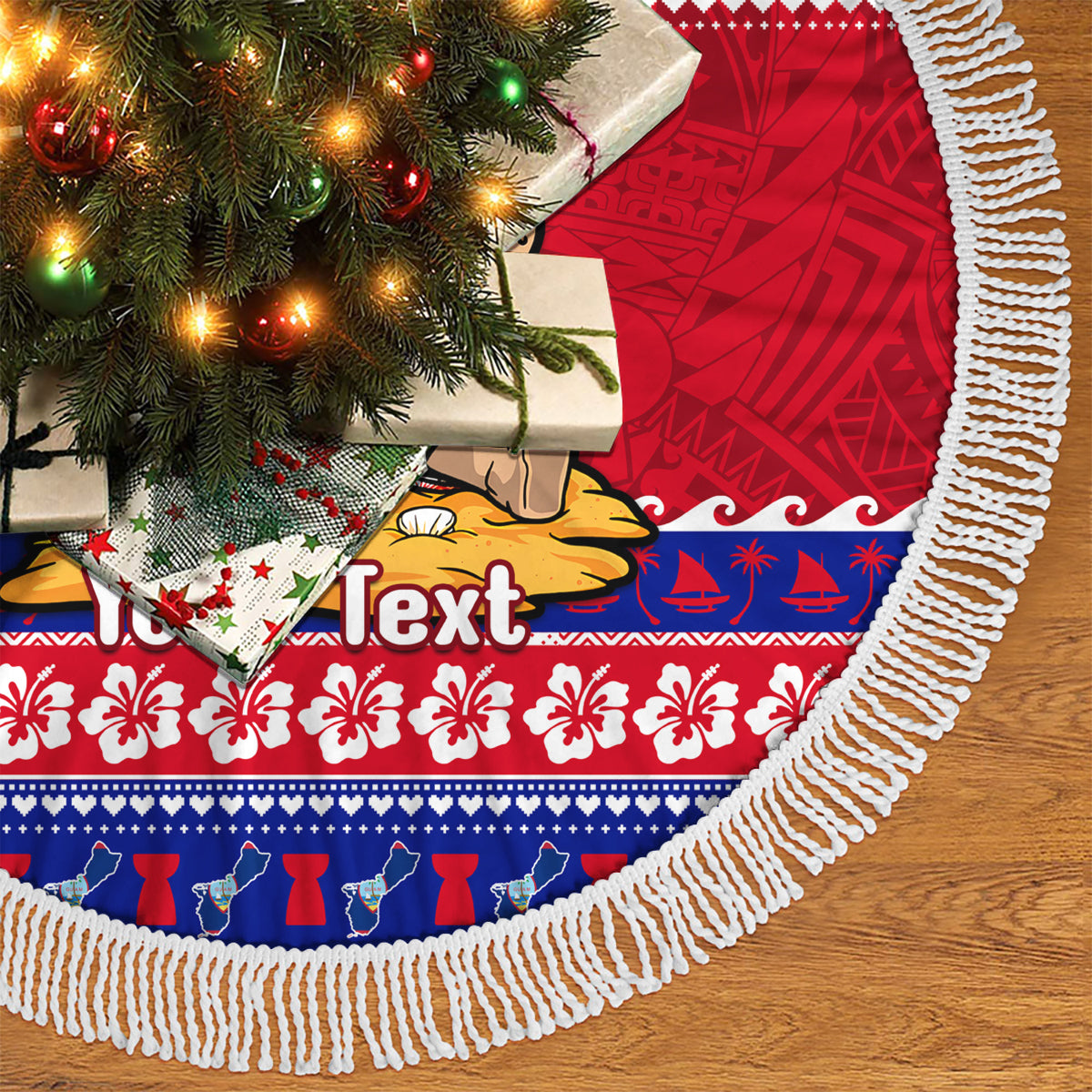 Personalised Guam Christmas Tree Skirt Guaman Santas Felis Pasgua - Wonder Print Shop