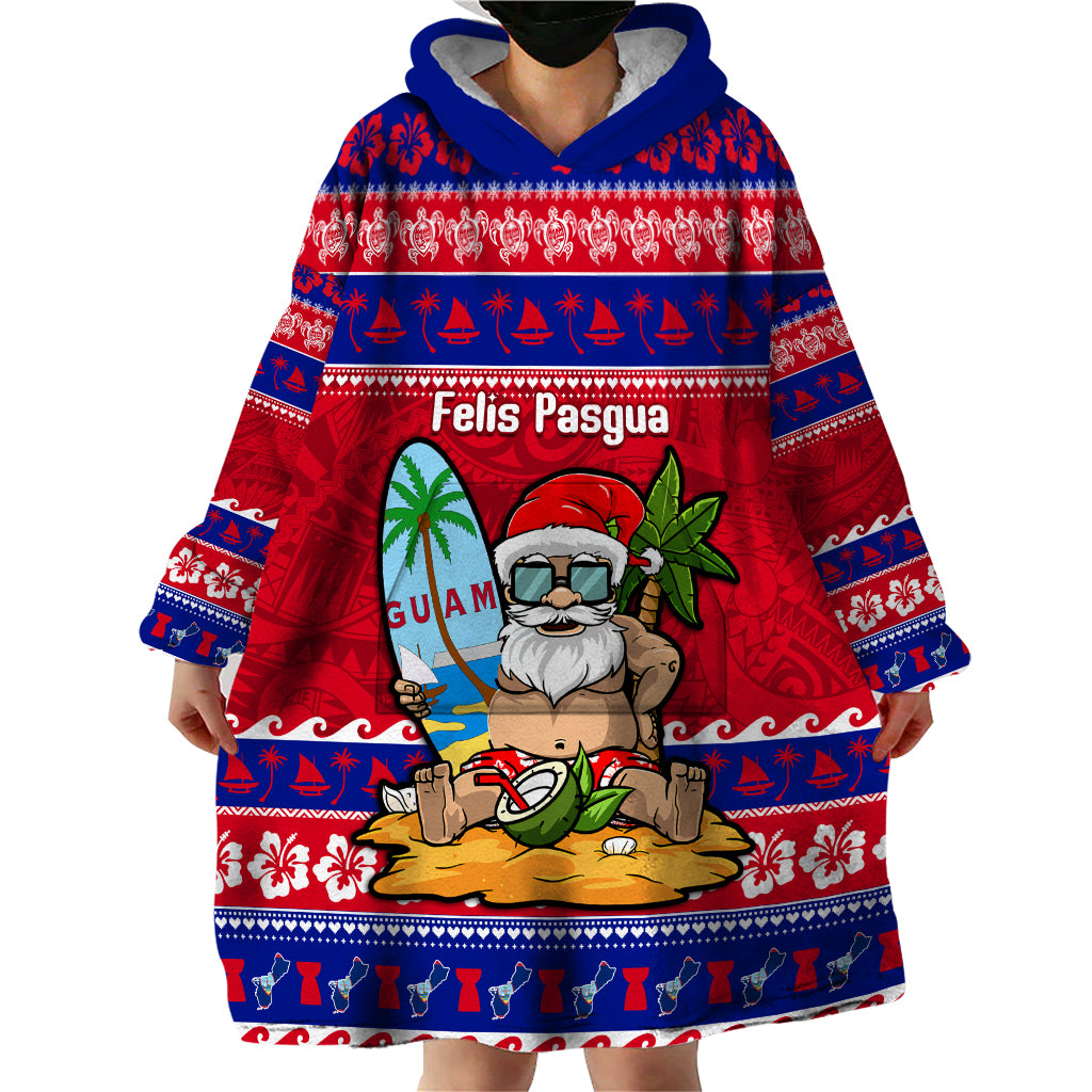 Custom Guam Christmas Wearable Blanket Hoodie Guaman Santas Felis Pasgua - Wonder Print Shop