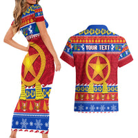 Custom Philippines Christmas Couples Matching Short Sleeve Bodycon Dress and Hawaiian Shirt Filipino Parol Maligayang Pasko - Wonder Print Shop
