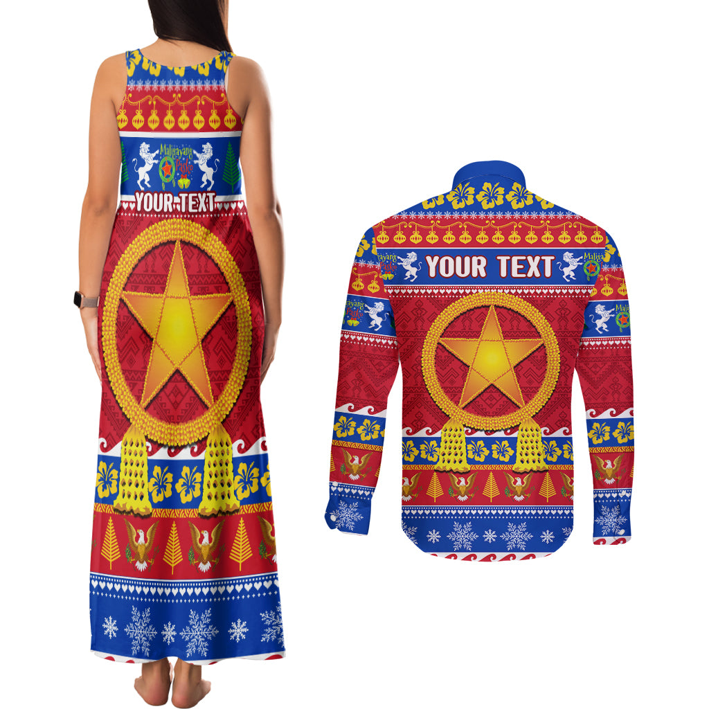 Custom Philippines Christmas Couples Matching Tank Maxi Dress and Long Sleeve Button Shirt Filipino Parol Maligayang Pasko - Wonder Print Shop