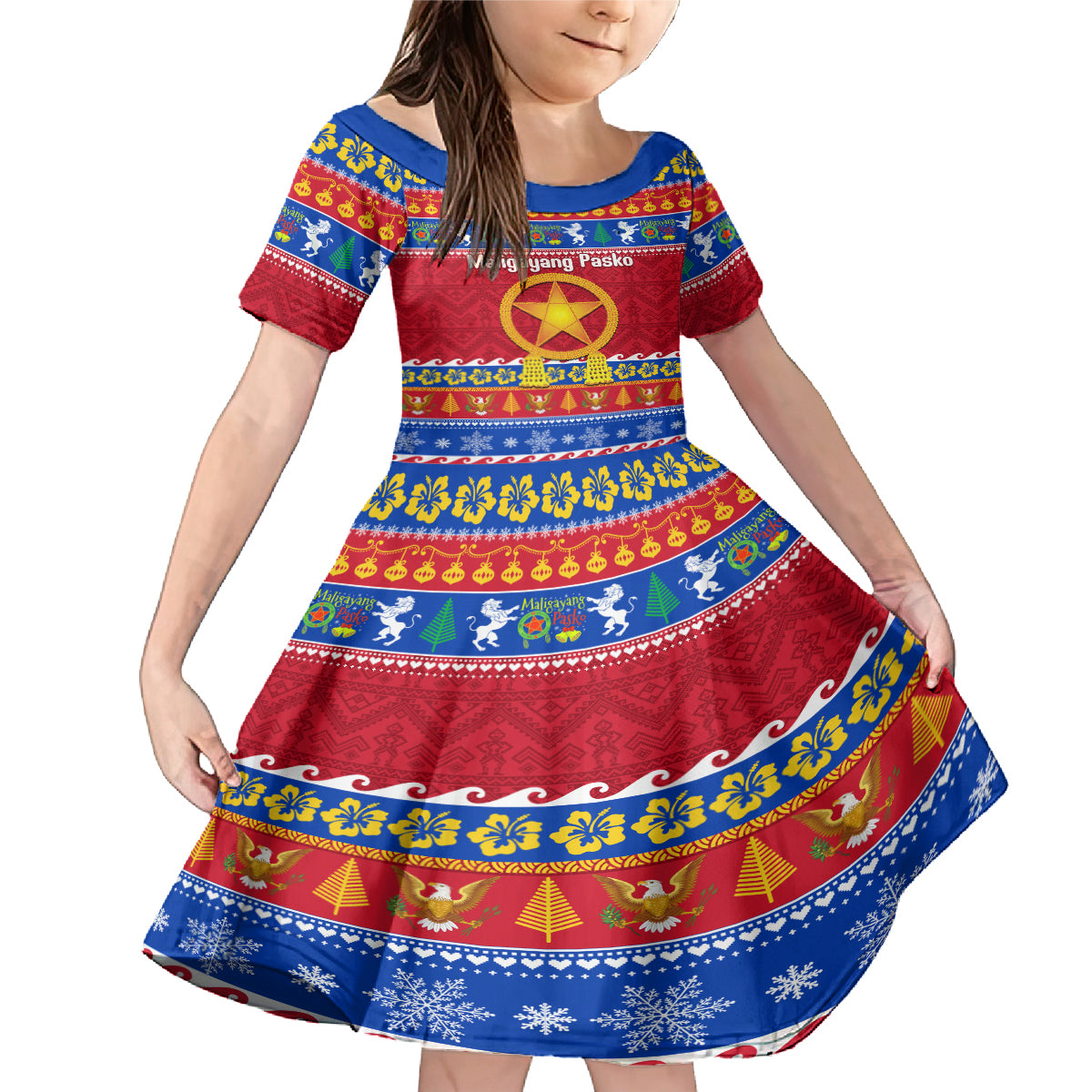 Custom Philippines Christmas Family Matching Mermaid Dress and Hawaiian Shirt Filipino Parol Maligayang Pasko - Wonder Print Shop