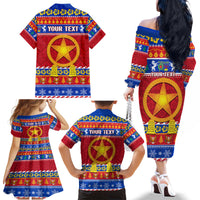 Custom Philippines Christmas Family Matching Off Shoulder Long Sleeve Dress and Hawaiian Shirt Filipino Parol Maligayang Pasko - Wonder Print Shop