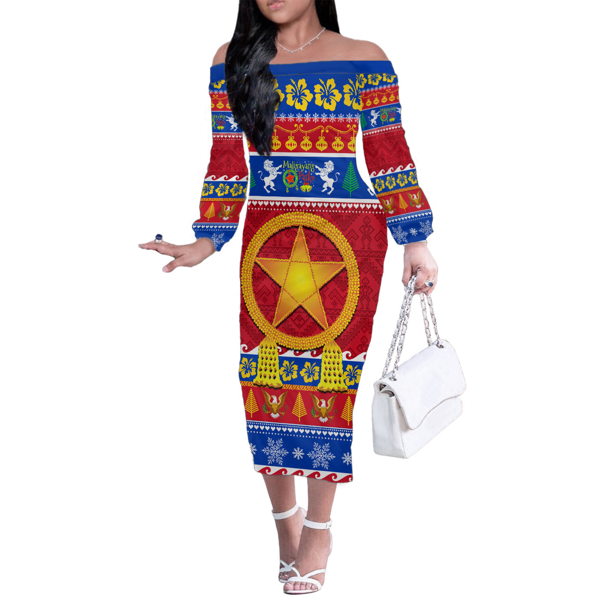 Custom Philippines Christmas Family Matching Off Shoulder Long Sleeve Dress and Hawaiian Shirt Filipino Parol Maligayang Pasko - Wonder Print Shop