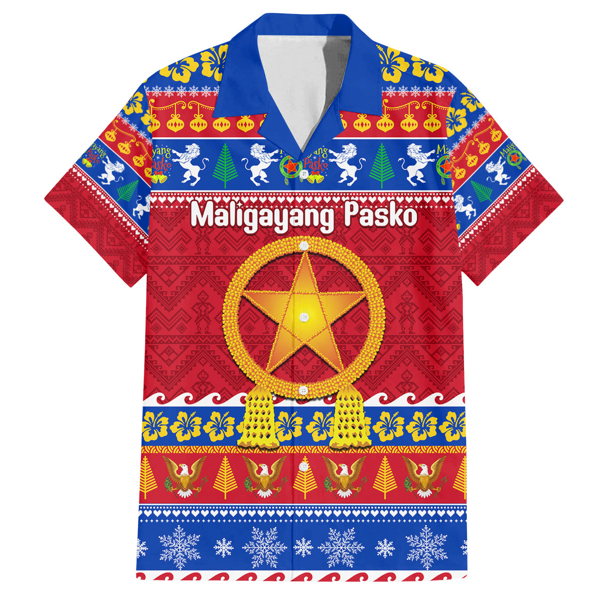 Custom Philippines Christmas Family Matching Off Shoulder Maxi Dress and Hawaiian Shirt Filipino Parol Maligayang Pasko - Wonder Print Shop