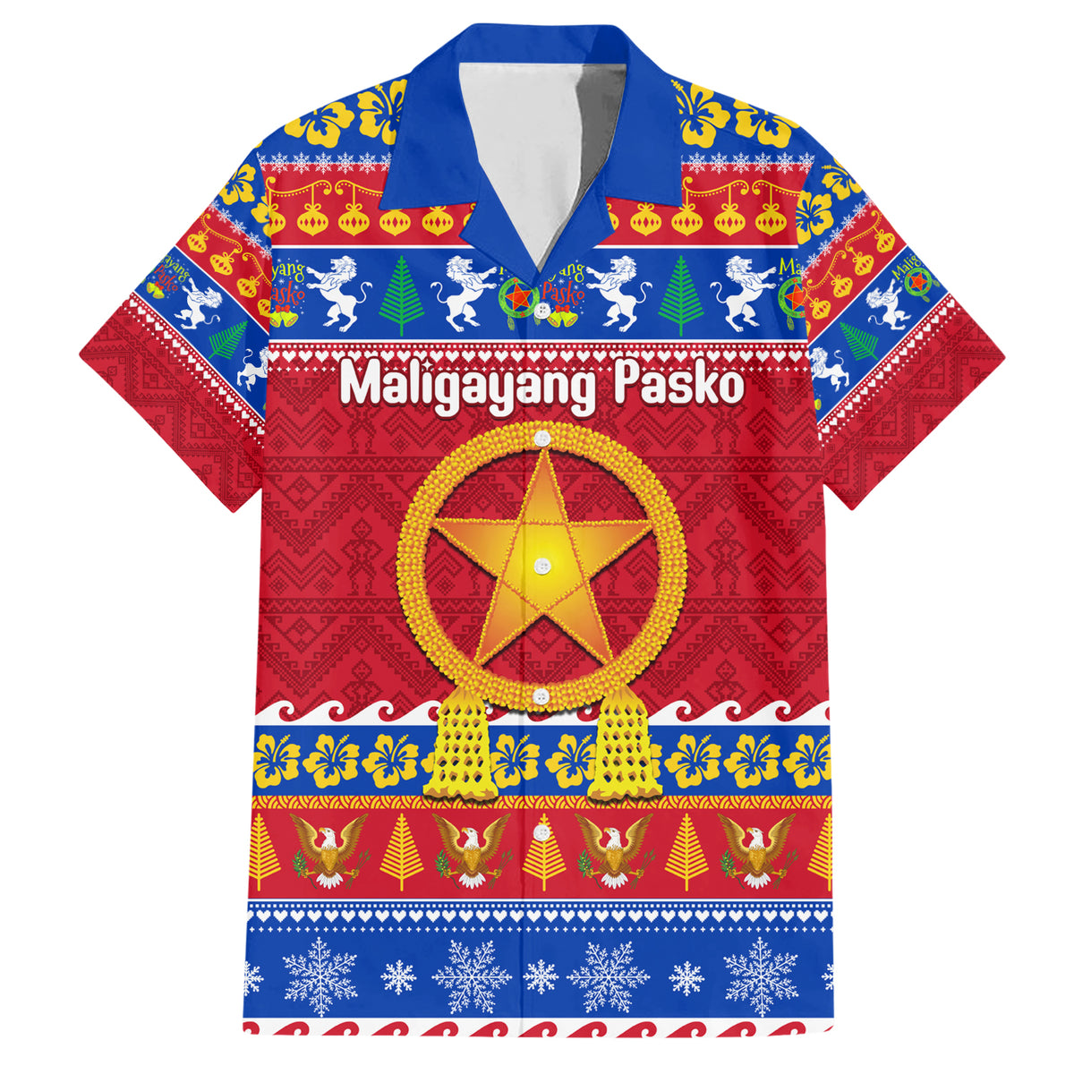 Custom Philippines Christmas Family Matching Short Sleeve Bodycon Dress and Hawaiian Shirt Filipino Parol Maligayang Pasko - Wonder Print Shop