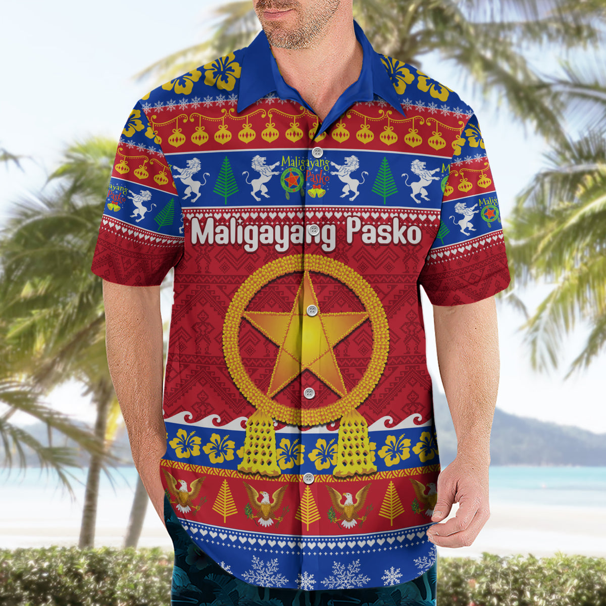 Custom Philippines Christmas Hawaiian Shirt Filipino Parol Maligayang Pasko - Wonder Print Shop