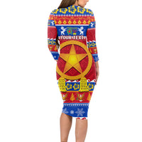 Custom Philippines Christmas Long Sleeve Bodycon Dress Filipino Parol Maligayang Pasko - Wonder Print Shop