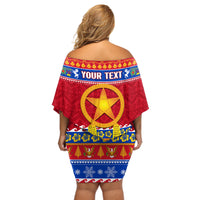 Custom Philippines Christmas Off Shoulder Short Dress Filipino Parol Maligayang Pasko - Wonder Print Shop