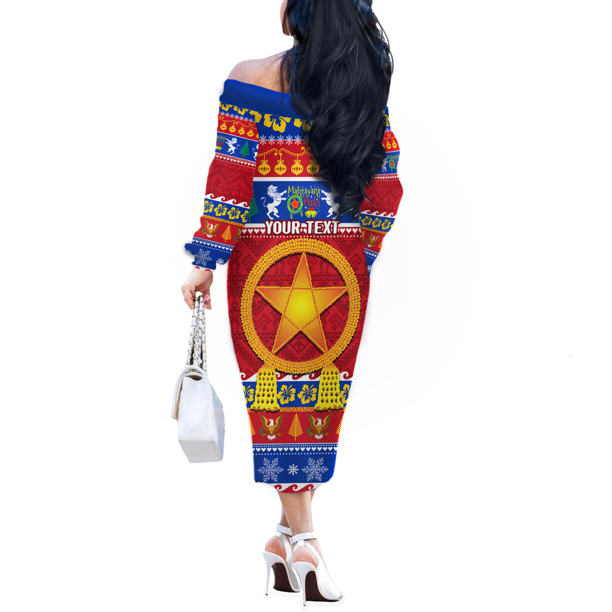 Custom Philippines Christmas Off The Shoulder Long Sleeve Dress Filipino Parol Maligayang Pasko - Wonder Print Shop