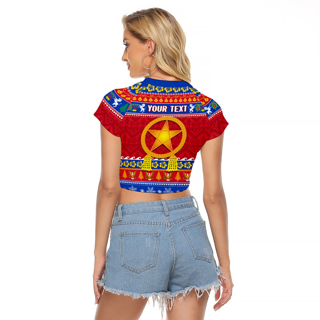 Custom Philippines Christmas Raglan Cropped T Shirt Filipino Parol Maligayang Pasko - Wonder Print Shop