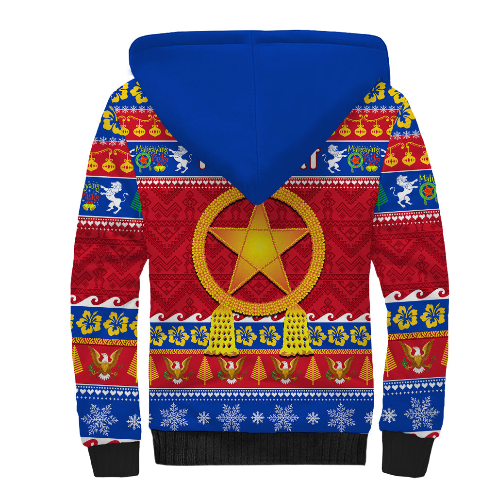 Custom Philippines Christmas Sherpa Hoodie Filipino Parol Maligayang Pasko - Wonder Print Shop