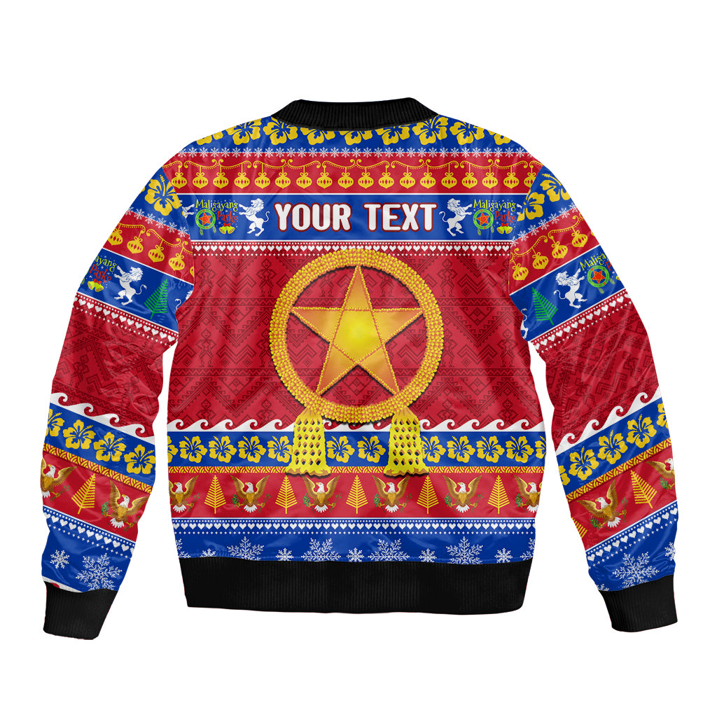 Custom Philippines Christmas Sleeve Zip Bomber Jacket Filipino Parol Maligayang Pasko - Wonder Print Shop
