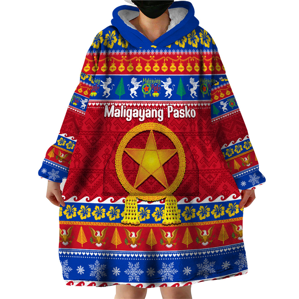 Custom Philippines Christmas Wearable Blanket Hoodie Filipino Parol Maligayang Pasko - Wonder Print Shop