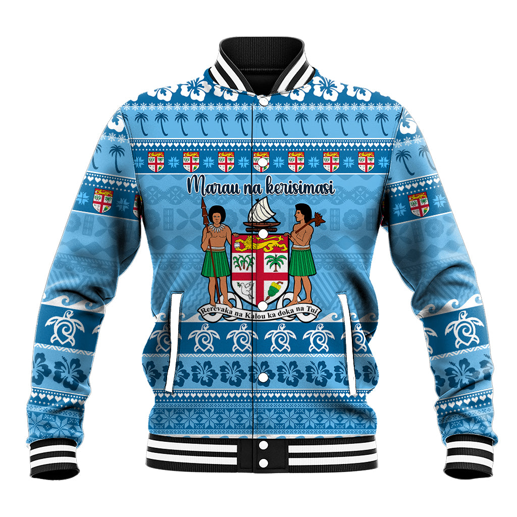 Custom Fiji Christmas Baseball Jacket Fijian Tapa Marau na Kerisimasi - Wonder Print Shop