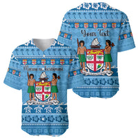 Custom Fiji Christmas Baseball Jersey Fijian Tapa Marau na Kerisimasi - Wonder Print Shop