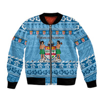 Custom Fiji Christmas Bomber Jacket Fijian Tapa Marau na Kerisimasi - Wonder Print Shop