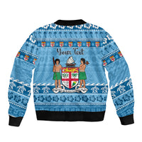 Custom Fiji Christmas Bomber Jacket Fijian Tapa Marau na Kerisimasi - Wonder Print Shop