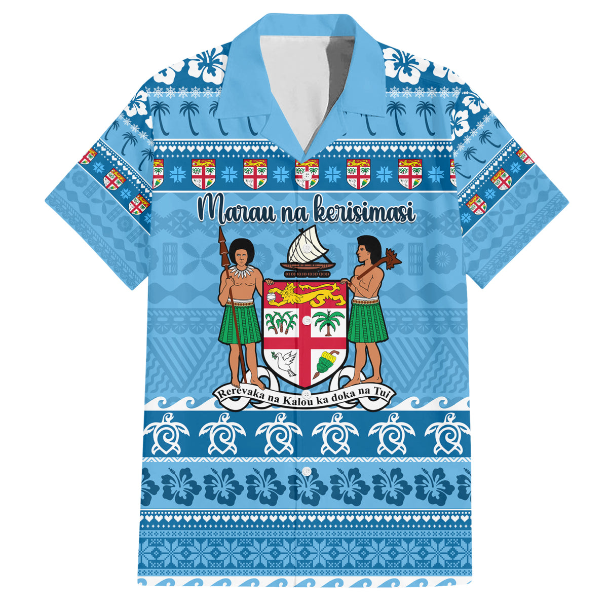 Custom Fiji Christmas Hawaiian Shirt Fijian Tapa Marau na Kerisimasi - Wonder Print Shop