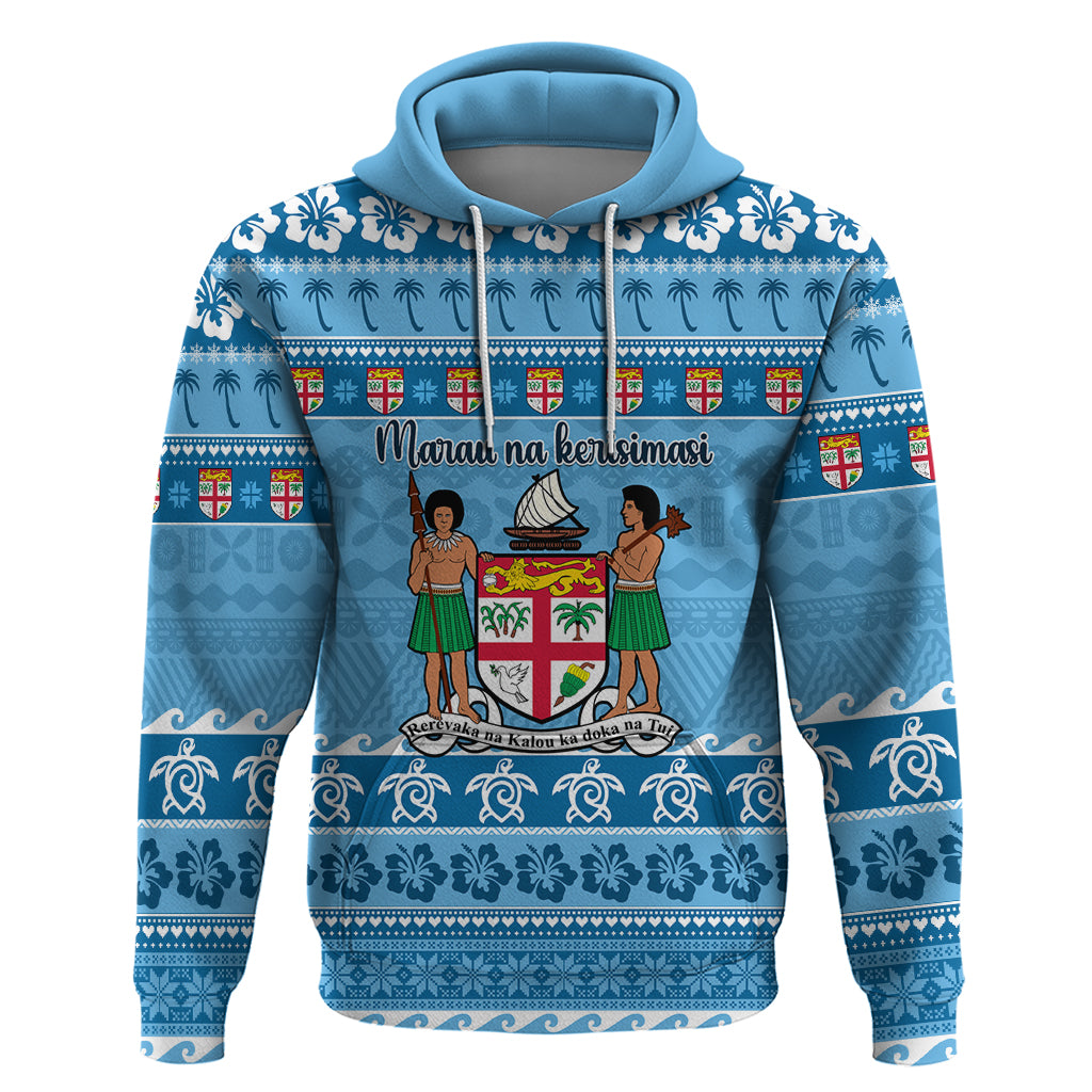 Custom Fiji Christmas Hoodie Fijian Tapa Marau na Kerisimasi - Wonder Print Shop