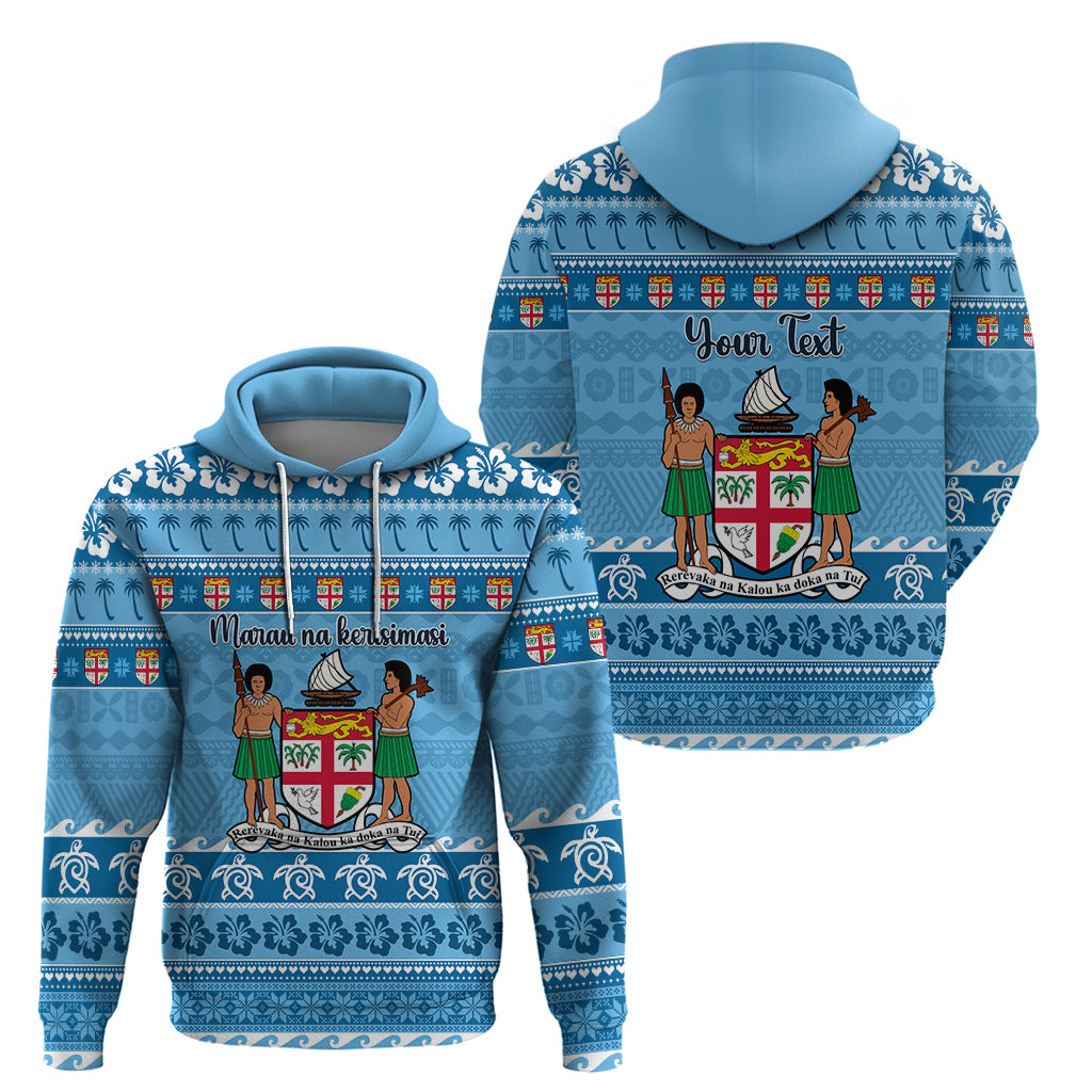 Custom Fiji Christmas Hoodie Fijian Tapa Marau na Kerisimasi - Wonder Print Shop