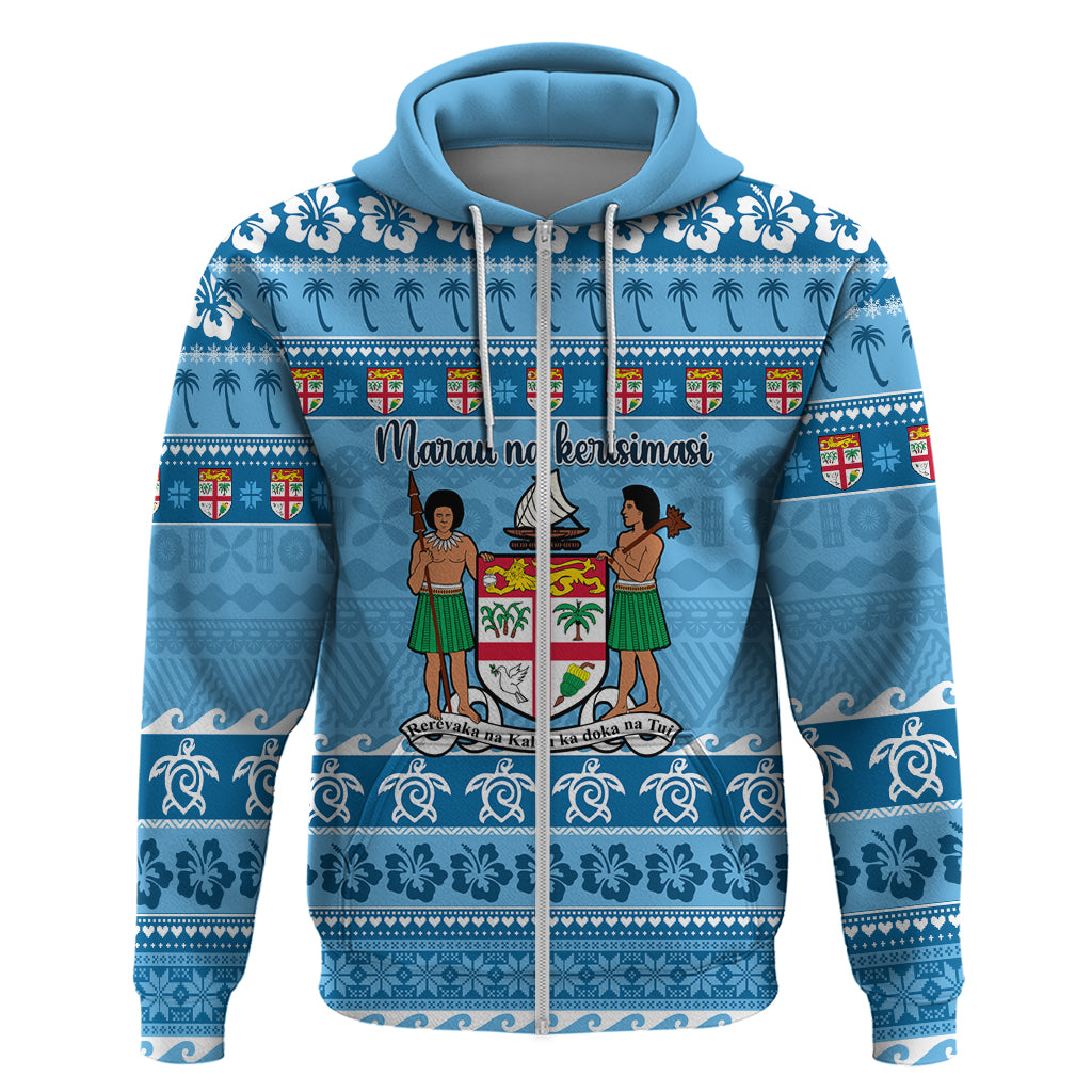 Custom Fiji Christmas Hoodie Fijian Tapa Marau na Kerisimasi - Wonder Print Shop