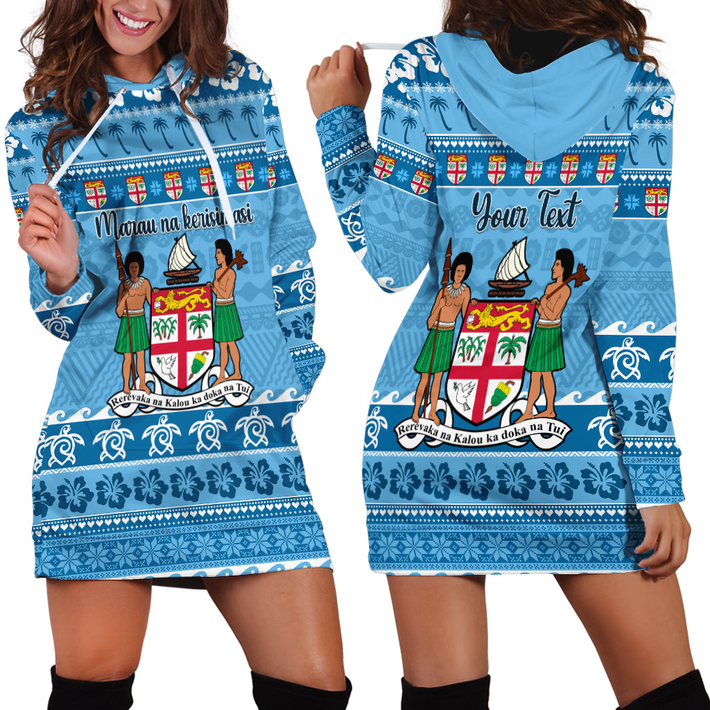 Custom Fiji Christmas Hoodie Dress Fijian Tapa Marau na Kerisimasi - Wonder Print Shop
