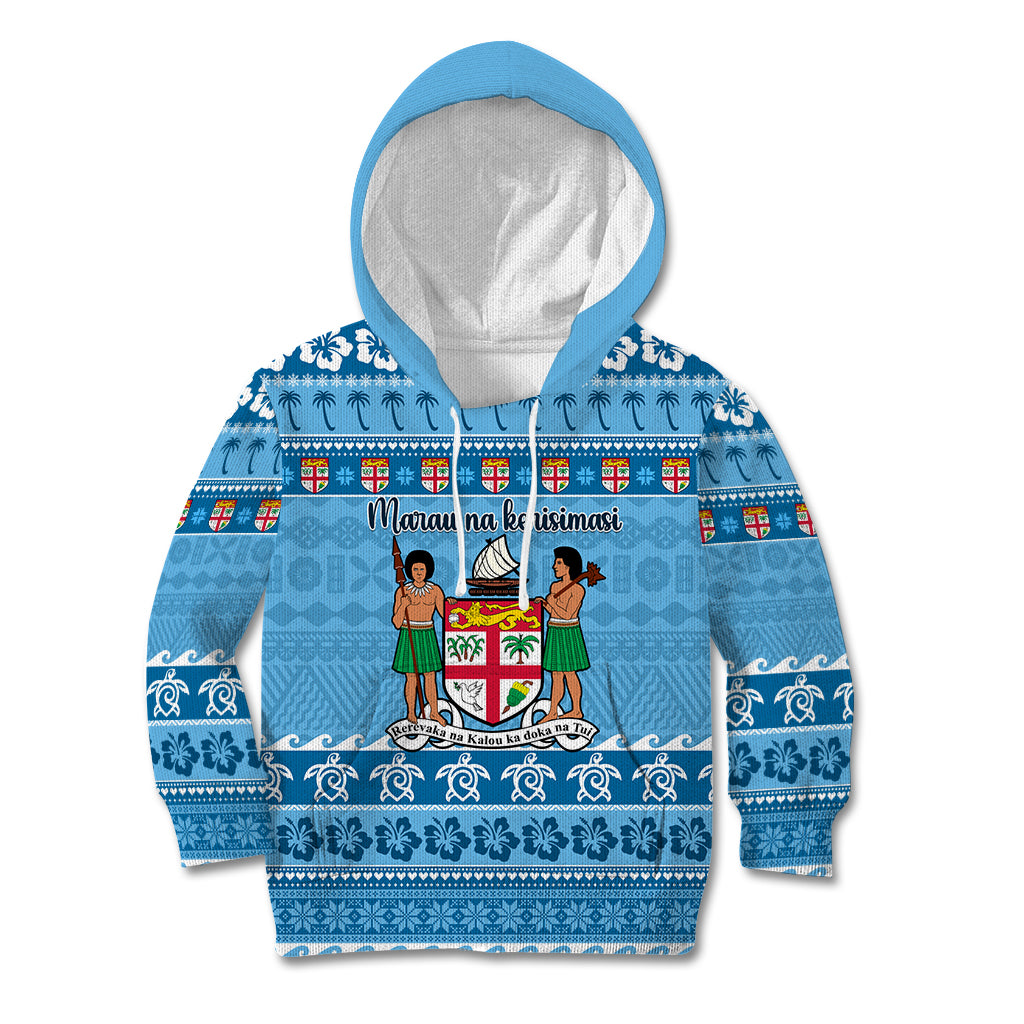 Custom Fiji Christmas Kid Hoodie Fijian Tapa Marau na Kerisimasi - Wonder Print Shop