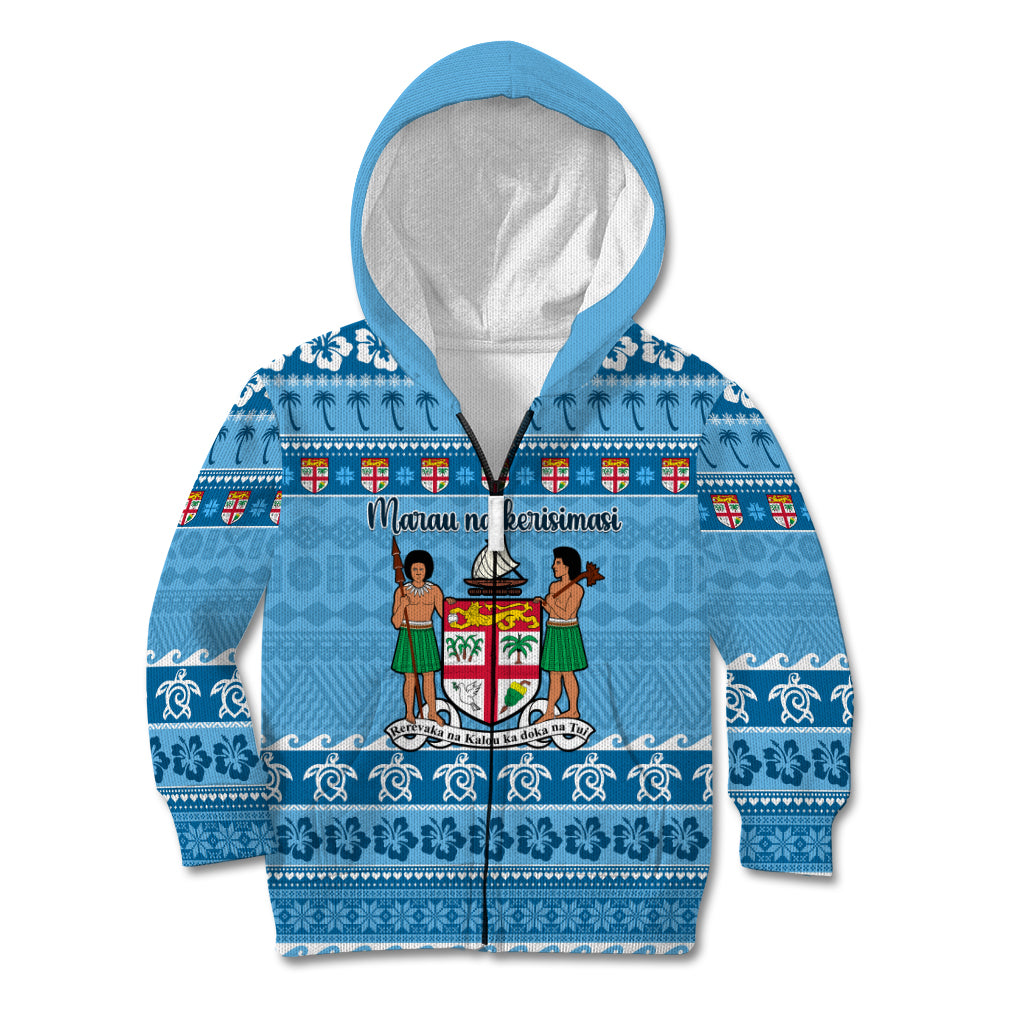 Custom Fiji Christmas Kid Hoodie Fijian Tapa Marau na Kerisimasi - Wonder Print Shop