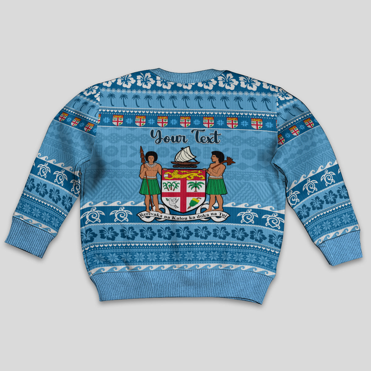 Custom Fiji Christmas Kid Ugly Christmas Sweater Fijian Tapa Marau na Kerisimasi - Wonder Print Shop